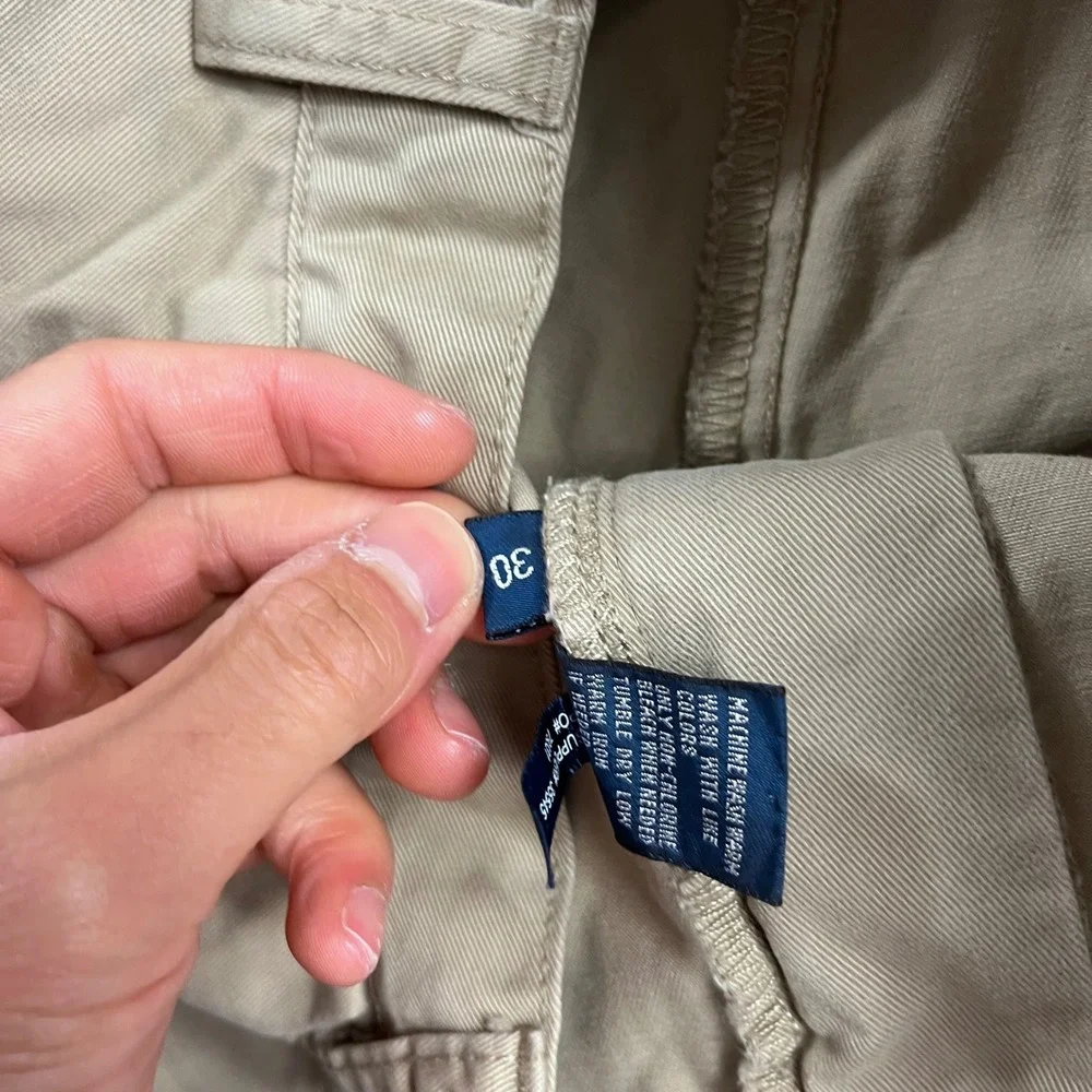 Polo Ralph Lauren Mens 30 Tyler Short Khaki Tan Pleated Chino Cotton Twill